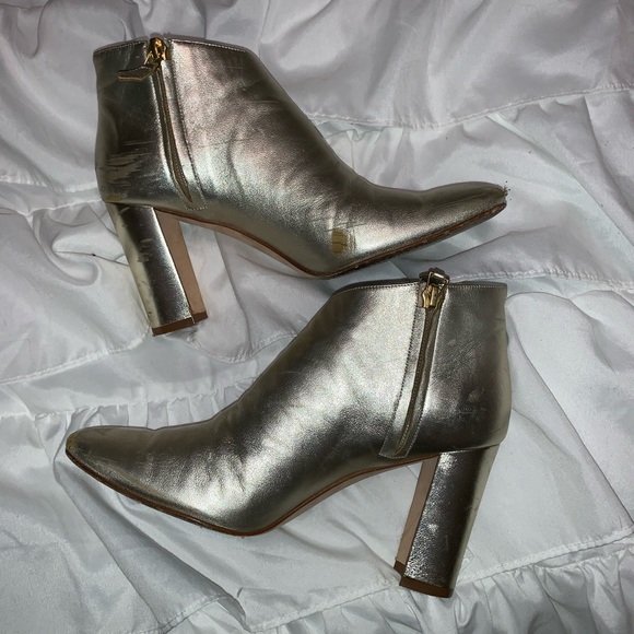 Manolo Blahnik Brusta Platinum Gold Booties - Picture 5 of 8